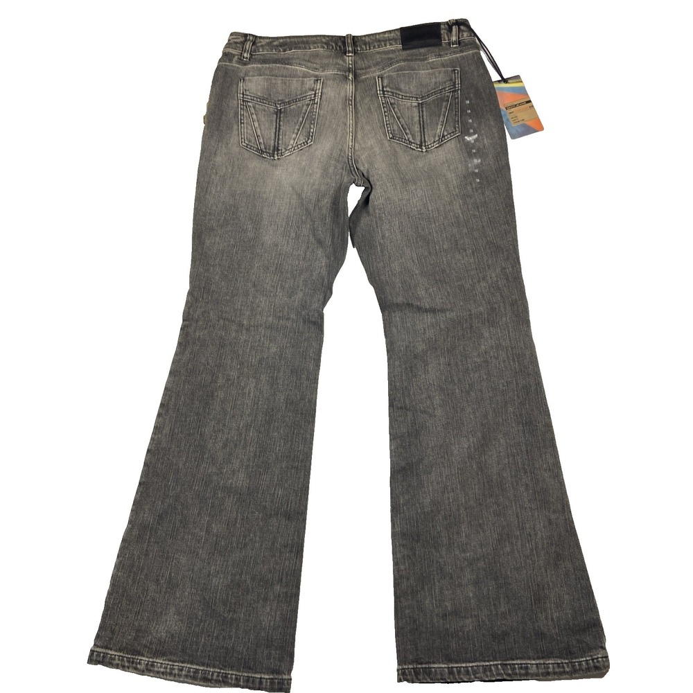 DKNY Spring Street Jean Size 16 Gray Black Mid Rise Slim Fit Extreme Flare NWT - Picture 2 of 9